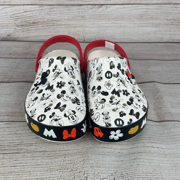 Crocs Mickey Off Sz M8 W10 Court Clogs Shoes White Disney Classic Minnie - Picture 3 of 9